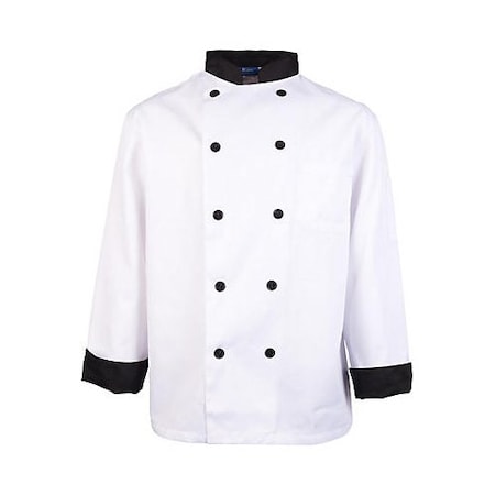 Allpoints Kng 3Xl Chef Coat Executive, Black Trim 10483XL